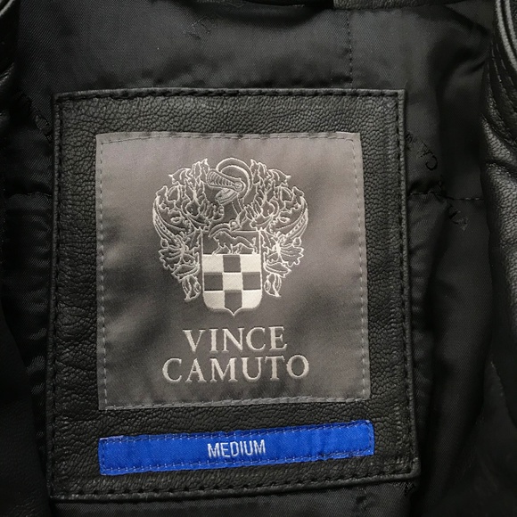 Vince Camuto Black Motorcycle Biker Leather Jacket - Picture 4 of 7
